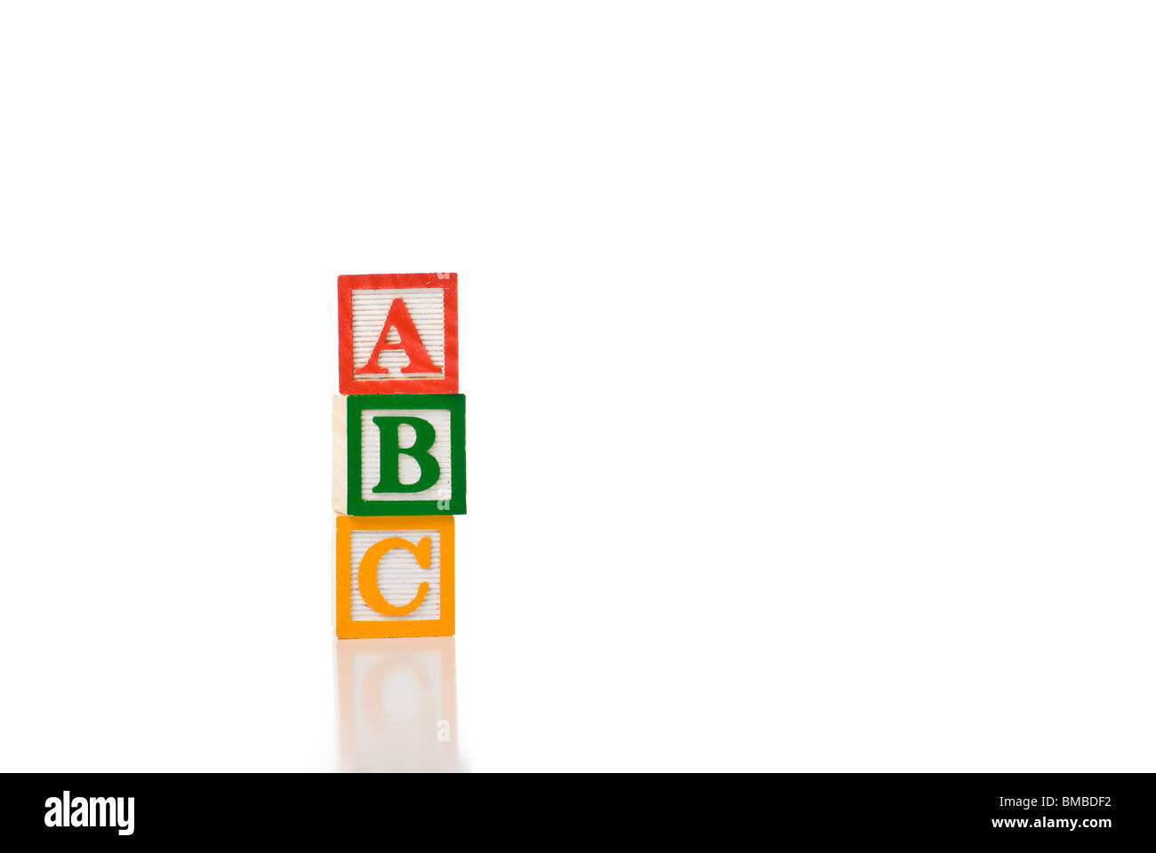 Colorful children's blocks spelling ABC Stock Photo