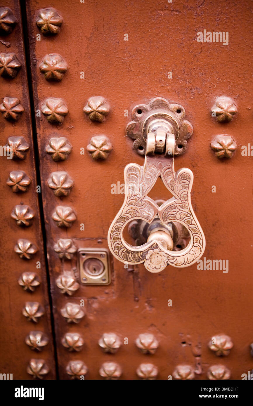 Door lock detail in medina , Marrakesh , Morocco , North Africa Stock