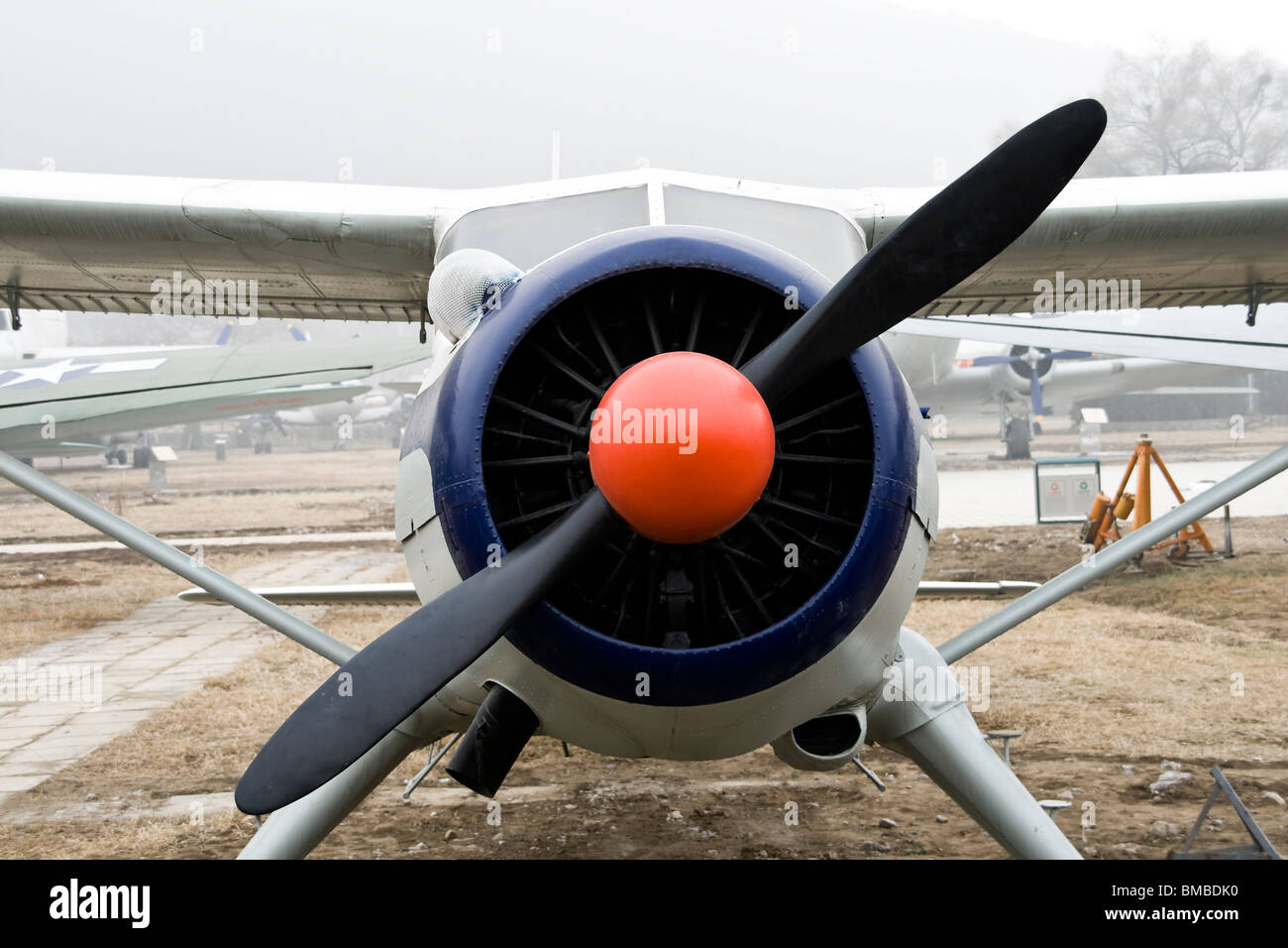 Vintage turboprop airplane parked at museum Stock Photo - Alamy