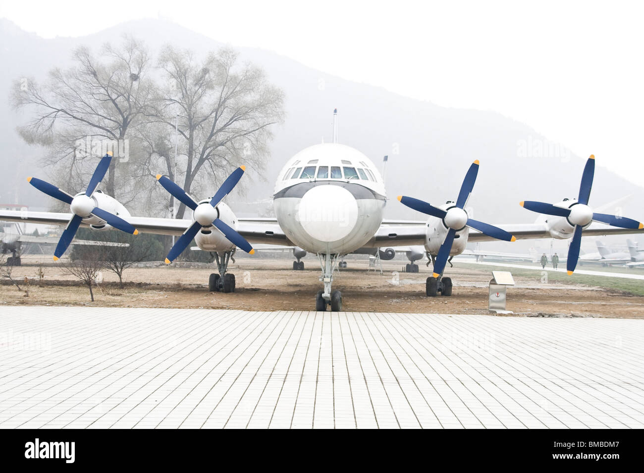 Vintage turboprop airplane parked at museum Stock Photo - Alamy