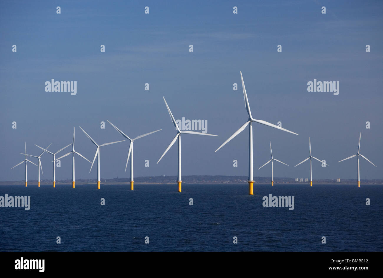 Burbo bank offshore wind farm off the wirral shoreline in the irish sea merseyside uk Stock Photo