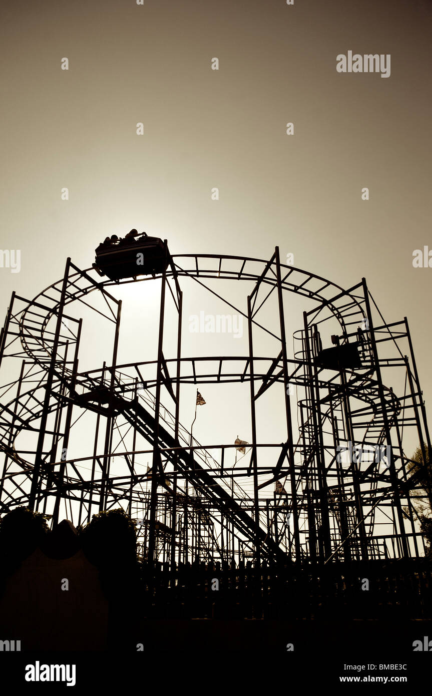 The wild mouse roller coaster ride at Pleasureland, Southport,UK Stock Photo