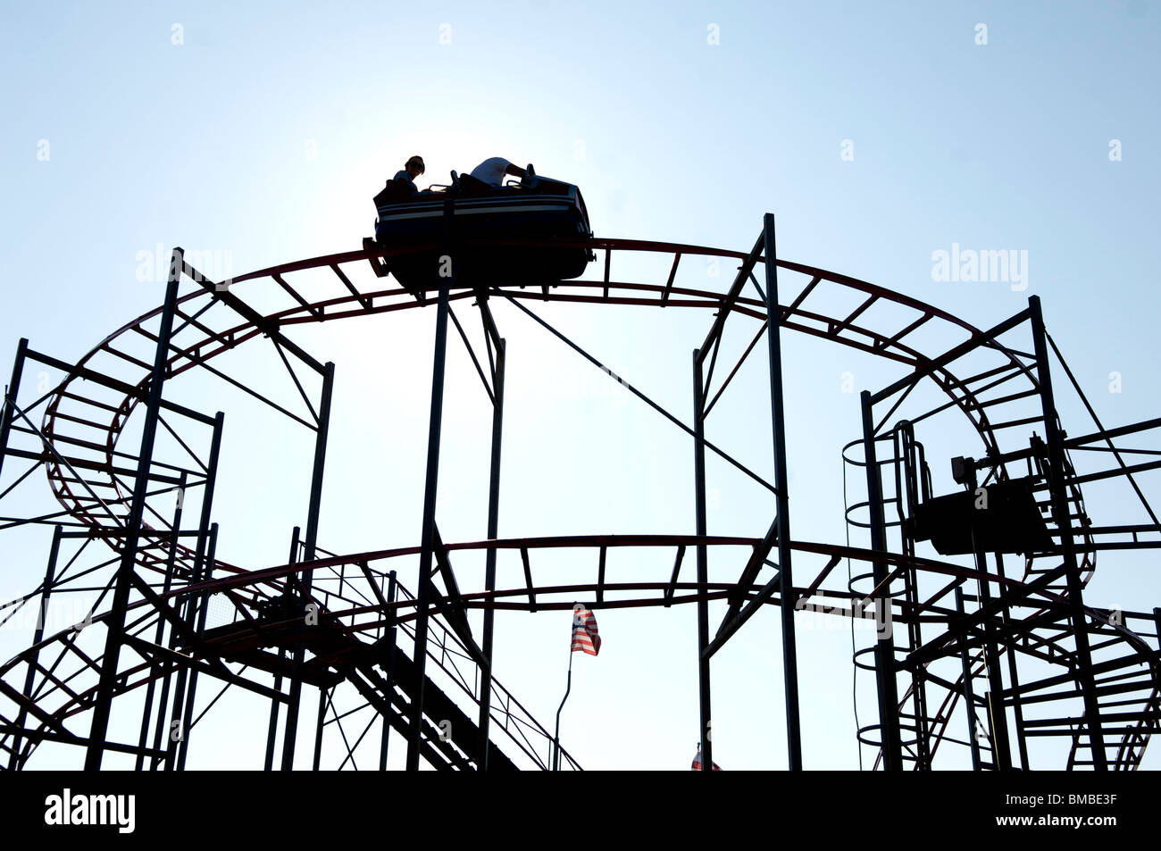 The wild mouse roller coaster ride at Pleasureland, Southport,UK Stock Photo