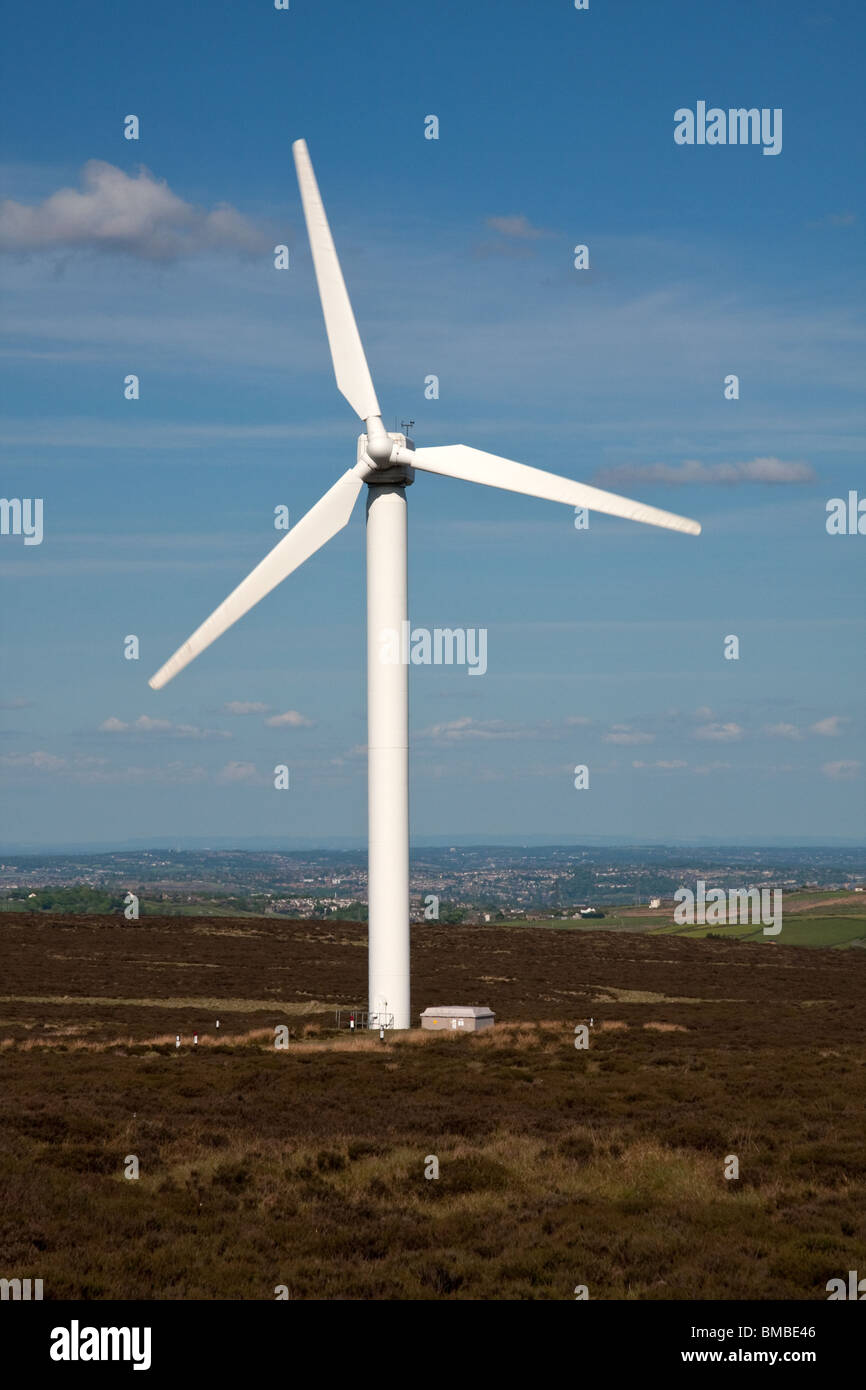 Wind turbine, Ovenden Moor Wind Farm Stock Photo