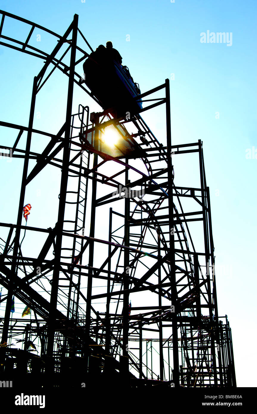 The wild mouse roller coaster ride at Pleasureland, Southport,UK Stock Photo