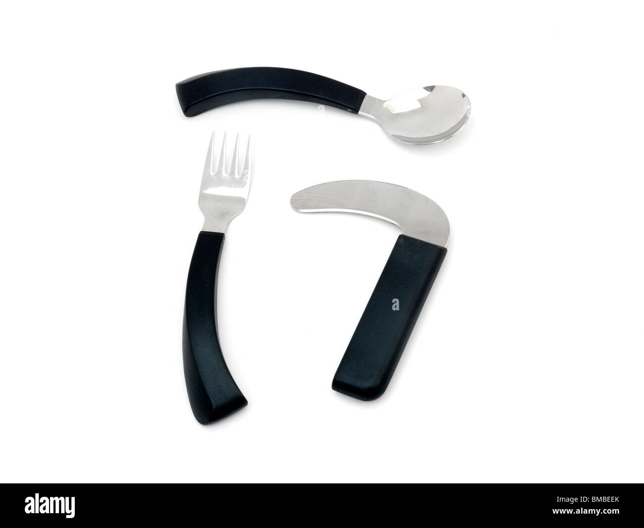 Amefa Angled Contoured Cutlery For People Who Have Restricted Wrist Or Finger Movement Stock Photo