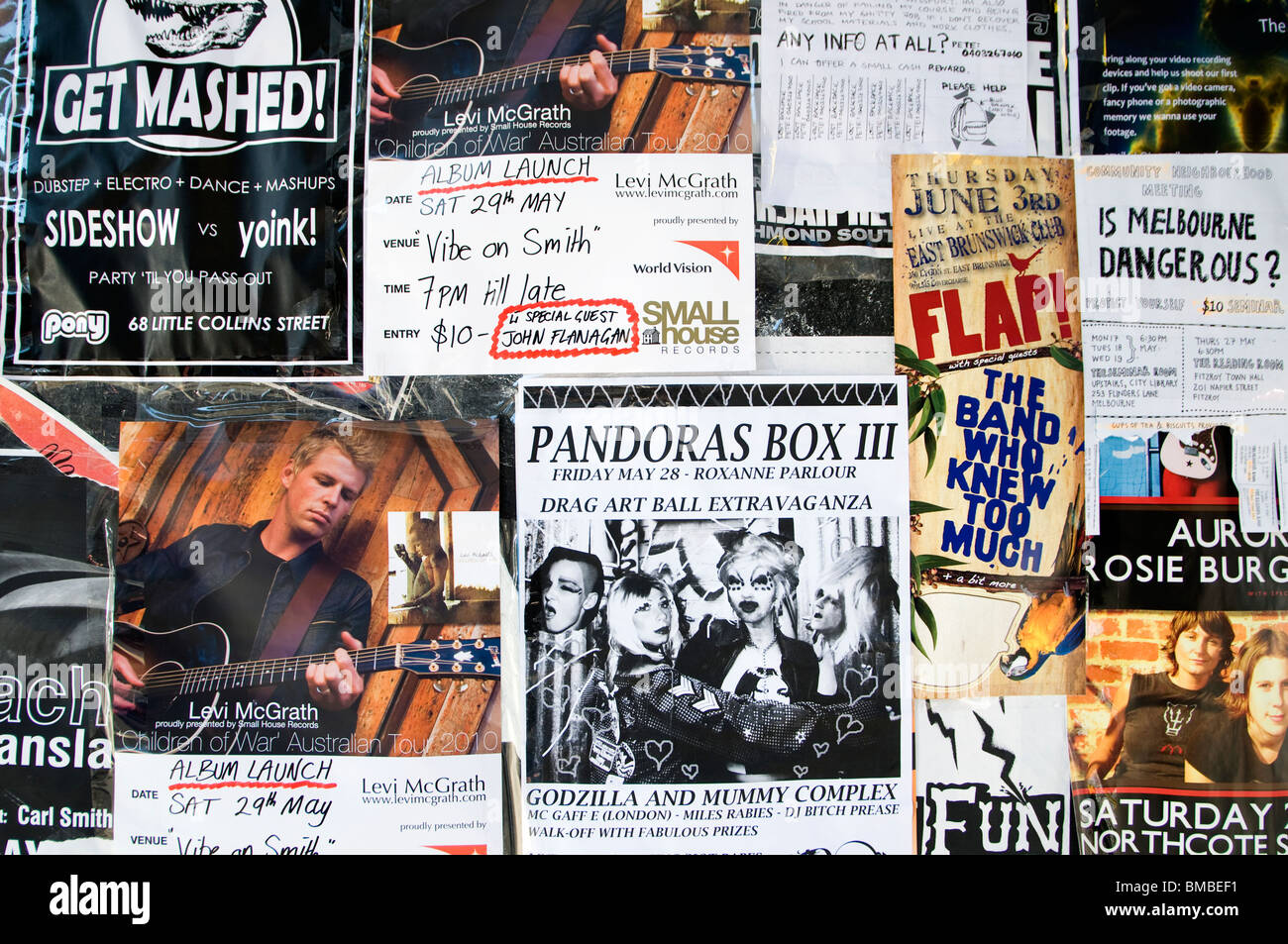 billboards and posters smith street fitzroy melbourne victoria australia Stock Photo Alamy