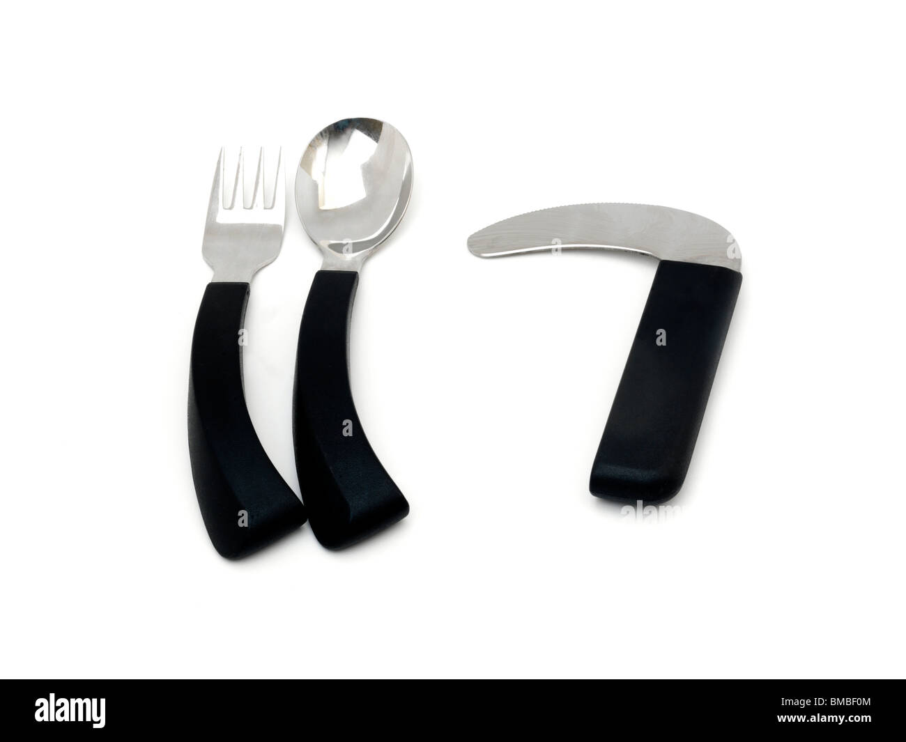 Amefa Angled Contoured Cutlery For People Who Have Restricted Wrist Or Finger Movement Stock Photo