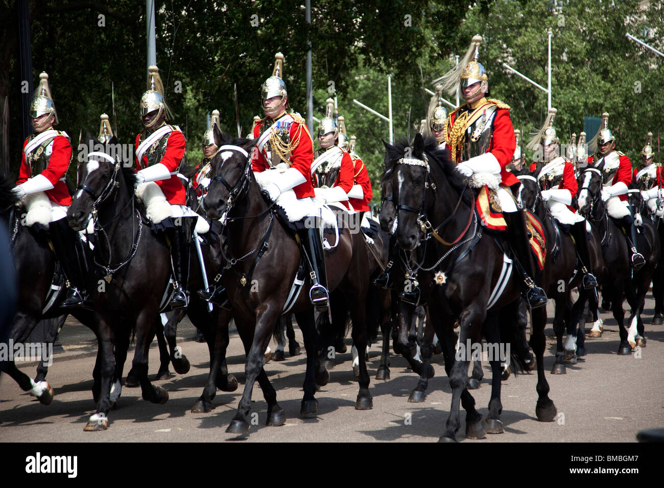 Royal procession for the State Opening of Parliament, London. Accompanied by the Life Guards. Stock Photo