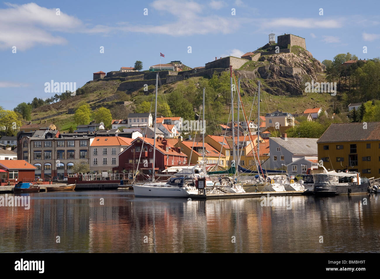 Norway Østfold Halden harbour & Fredriksten fort Stock Photo