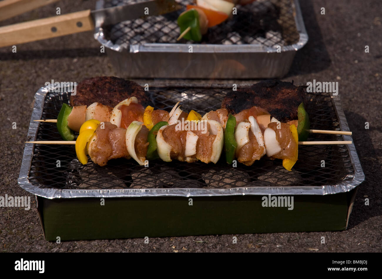 Barbecue on location, shashlik, barbecue meal Stock Photo