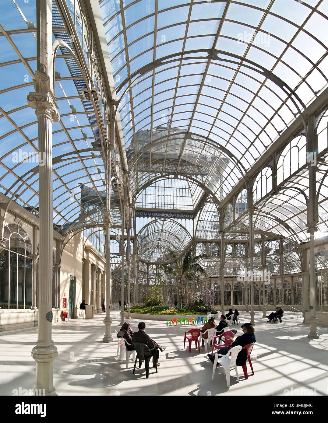 The interior of the Palacio de Cristal, Crystal Palace, in The Retiro Park in the centre of Madrid, Spain Stock Photo