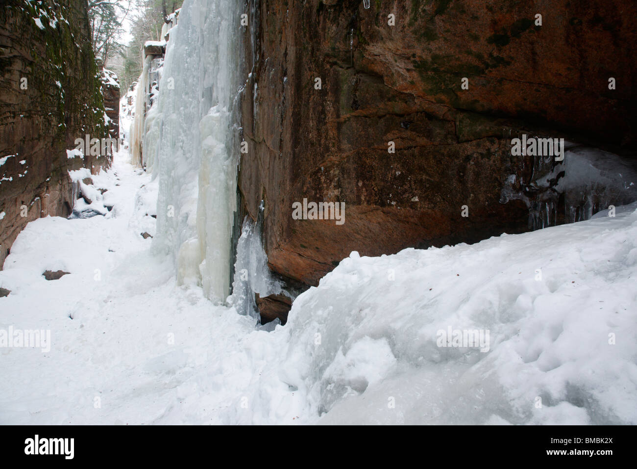 Franconia Notch State Park Flume during the winter months in