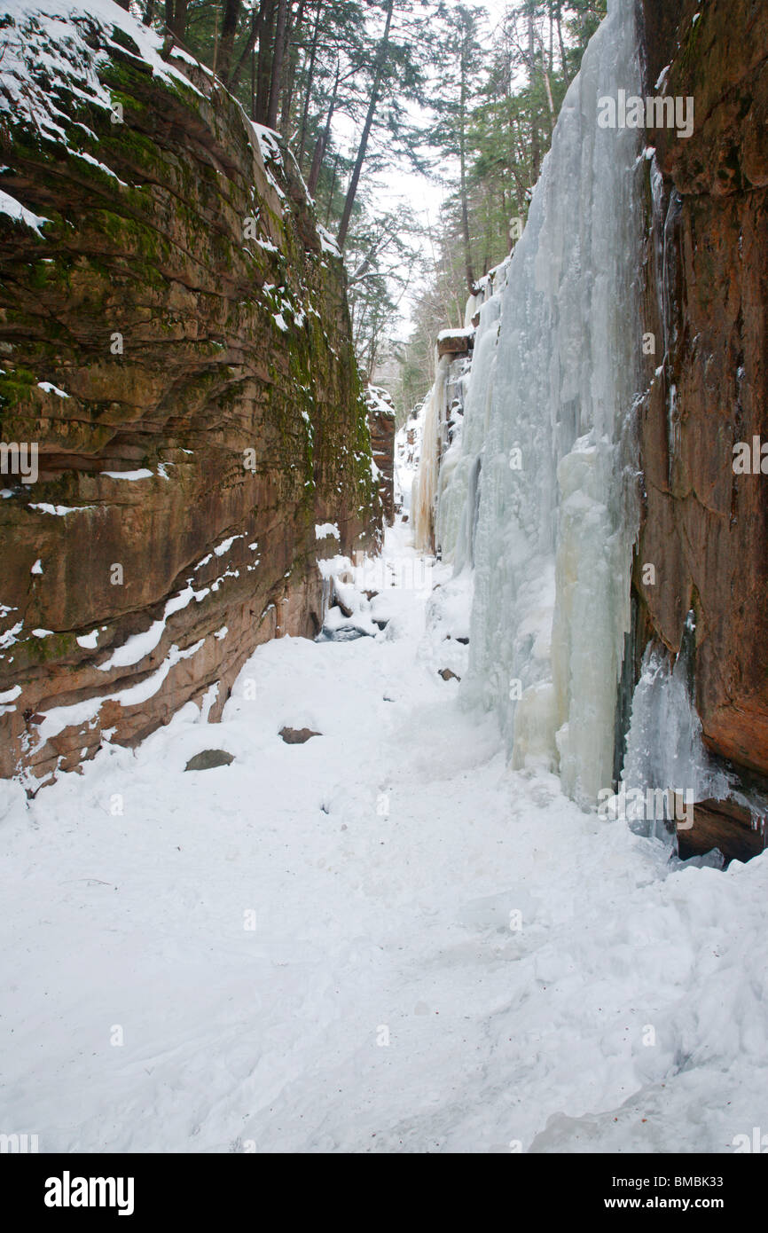 Franconia Notch State Park Flume during the winter months in