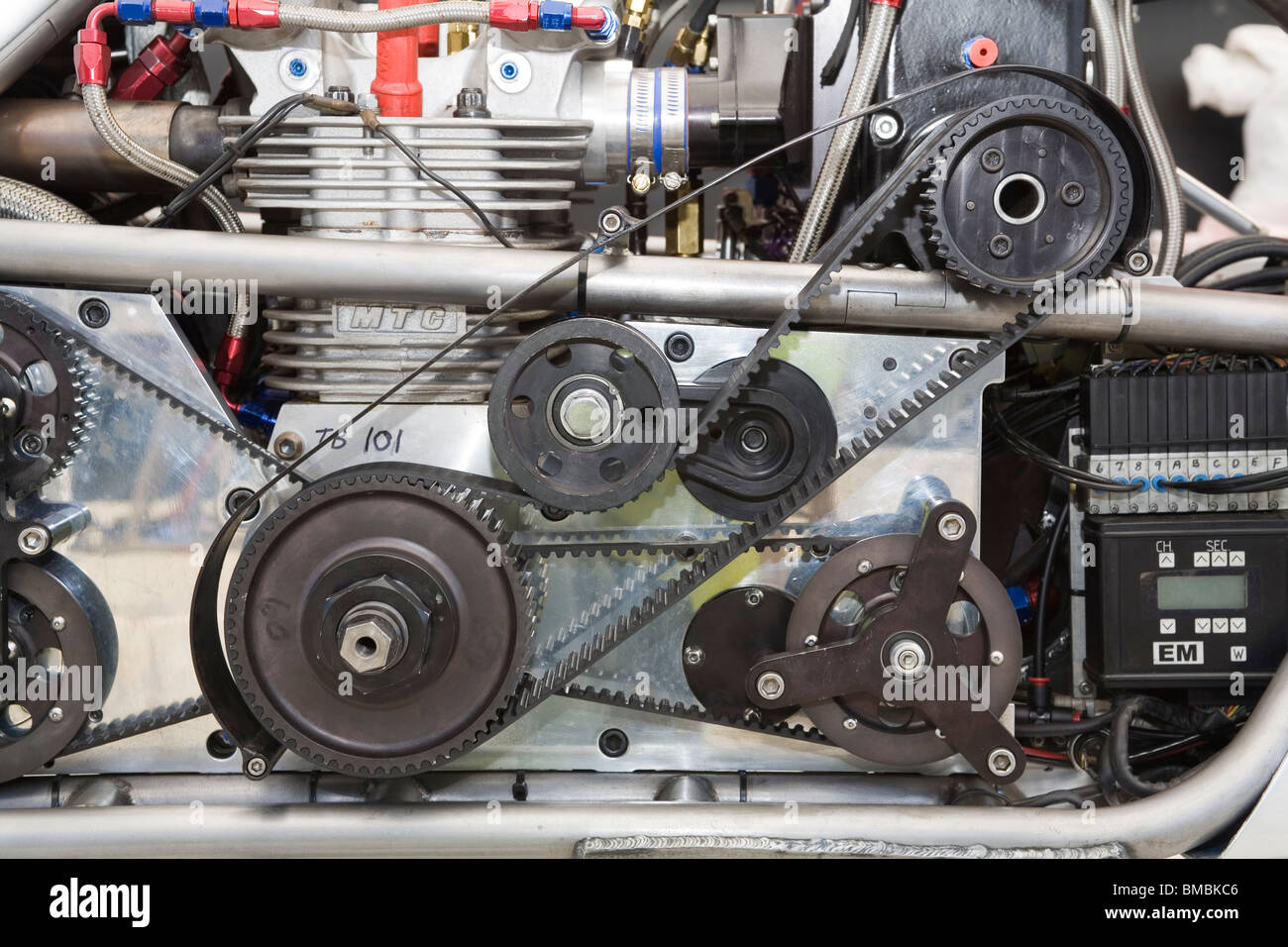 Belts and cog / cogs wheel / wheels on the side of a custom