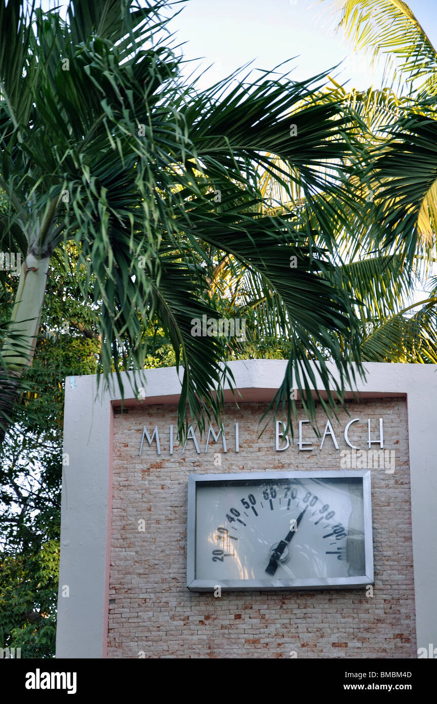 Thermometer at South Beach, Miami Beach, Florida, USA Stock Photo Alamy