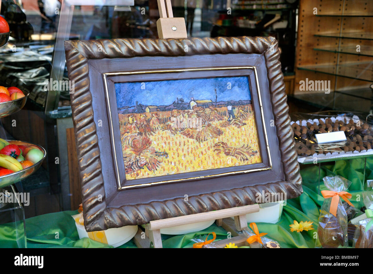 Painting made our of chocolate, Basel, Switzerland Stock Photo Alamy
