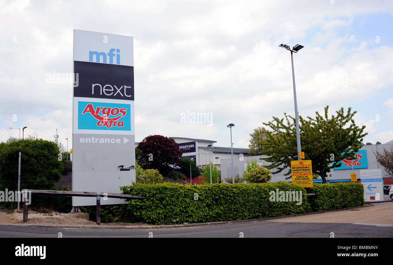 MFI Next and Argos extra store sign at Hollingbury Brighton UK Stock Photo