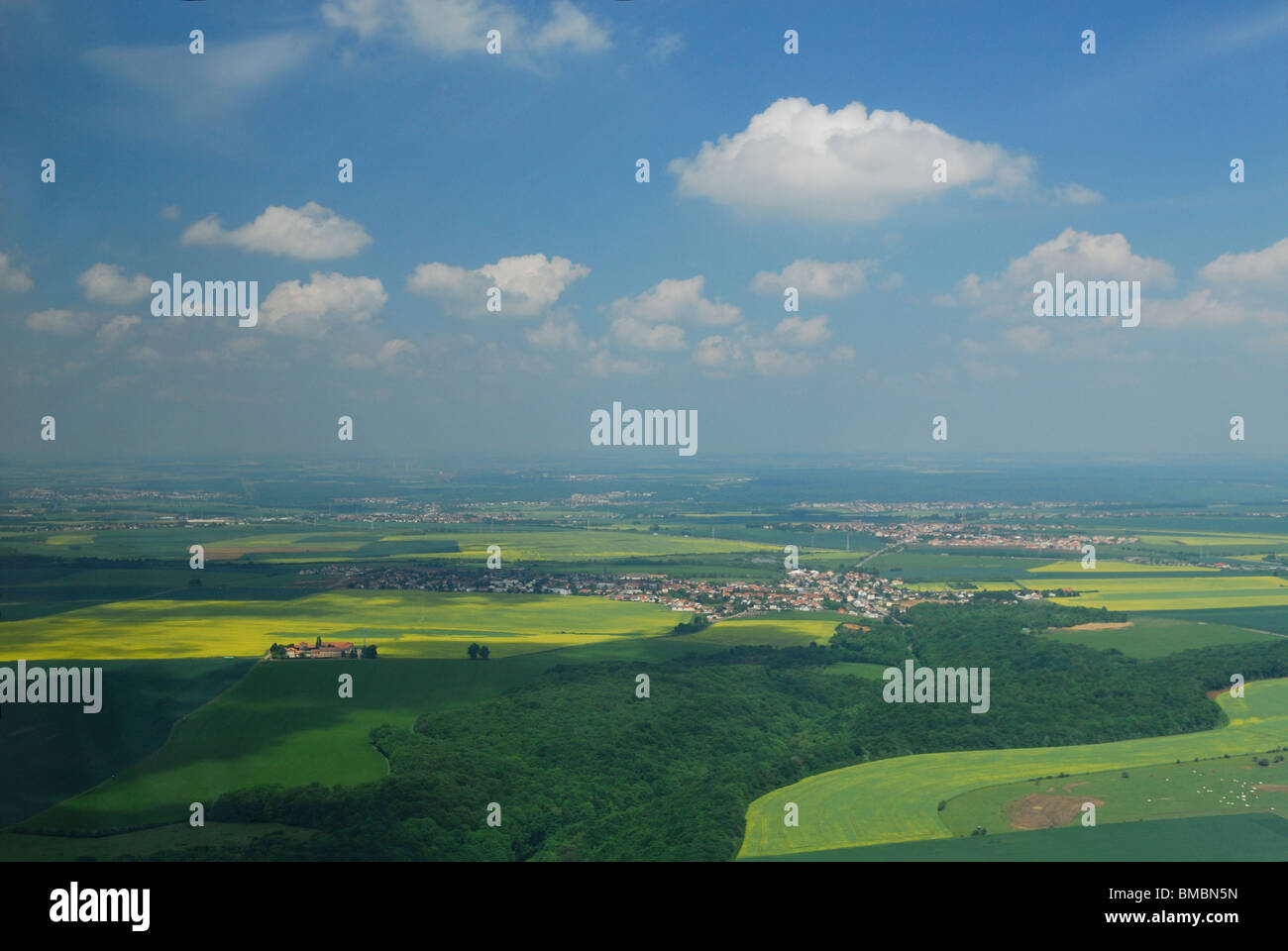 Aerial of french Lorraine region near Doncourt les Conflants. Meurthe et Moselle - France Stock Photo