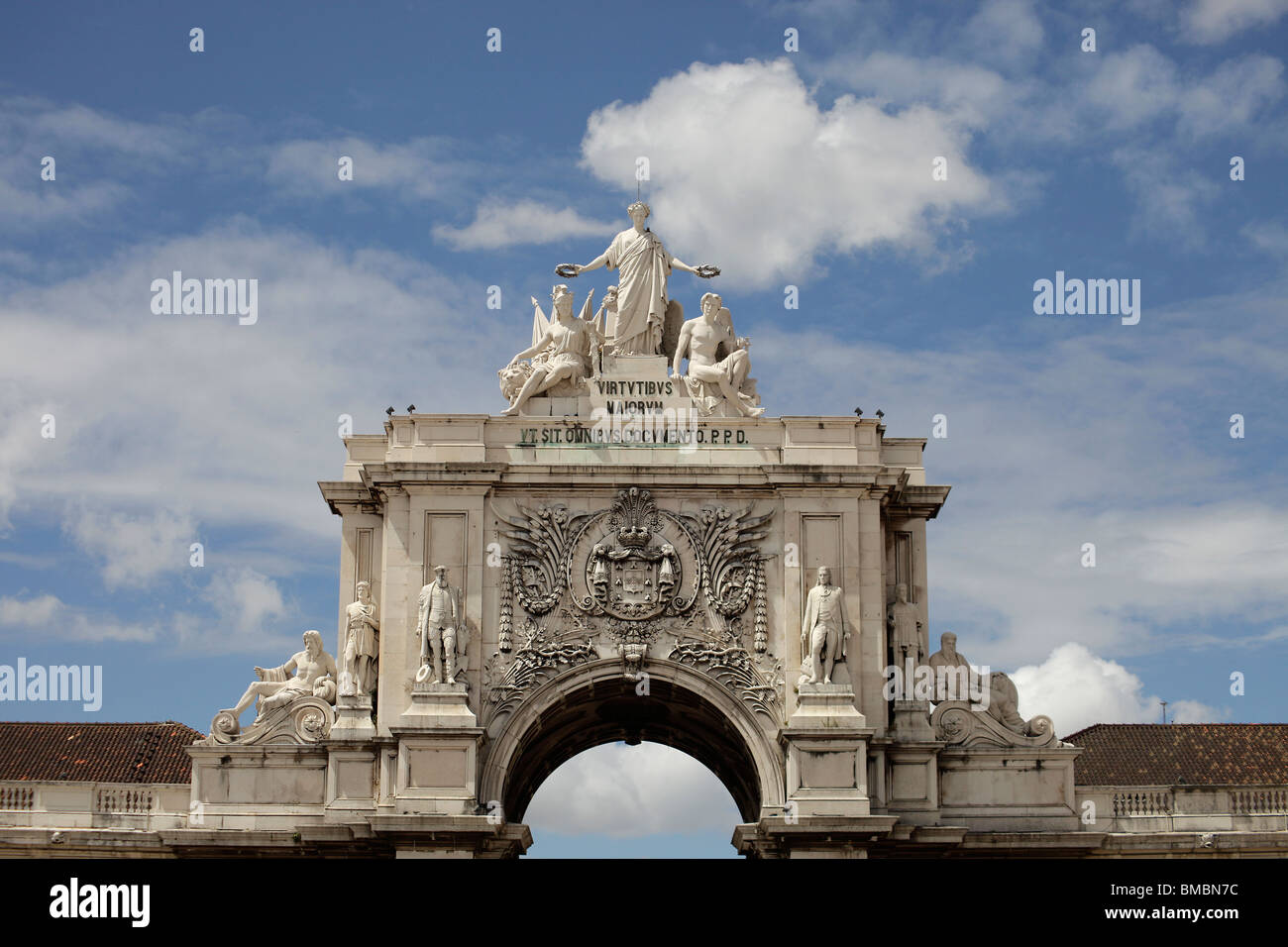 triumphal arch on Commerce Square Praca do Comercio or Terreiro do Paco in Lisbon, Portugal, Europe Stock Photo