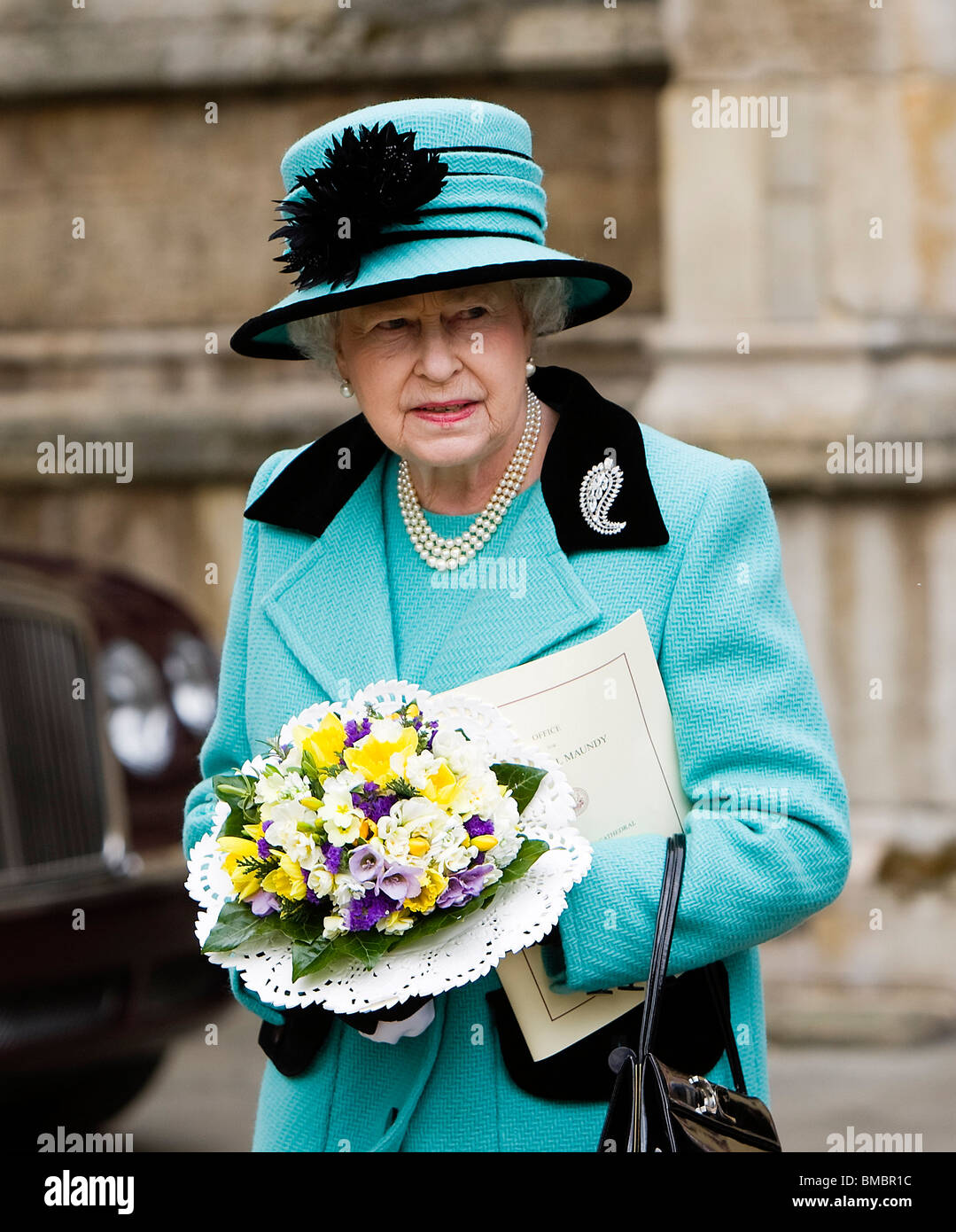 Britain's Queen Elizabeth II attend the Maundy Service at St Edmundsbury Cathedral, Bury St Edmunds, Suffolk Stock Photo