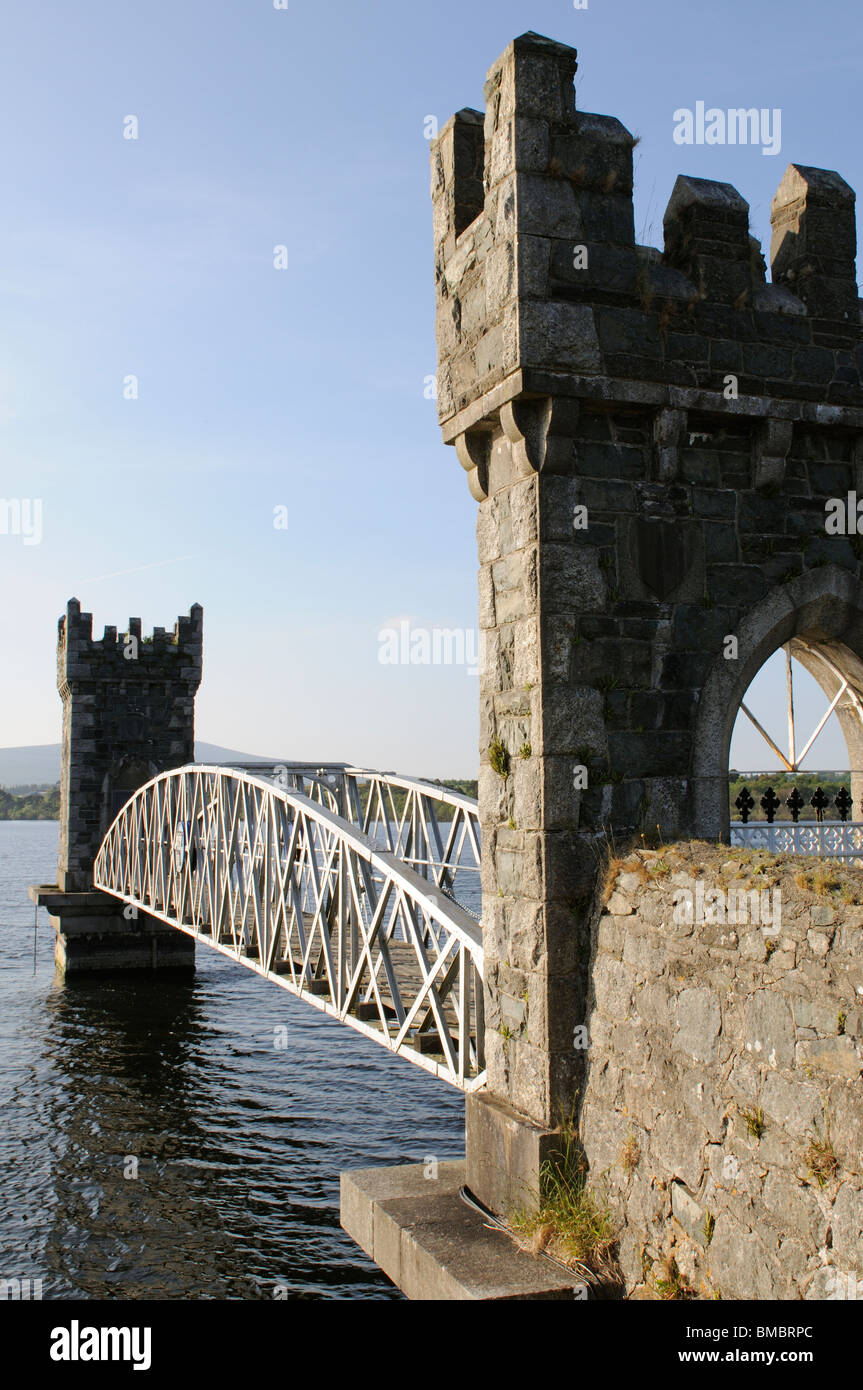 Vartry Reservoir water inlet tower access bridge at Roundwood County Wicklow southern Ireland Stock Photo