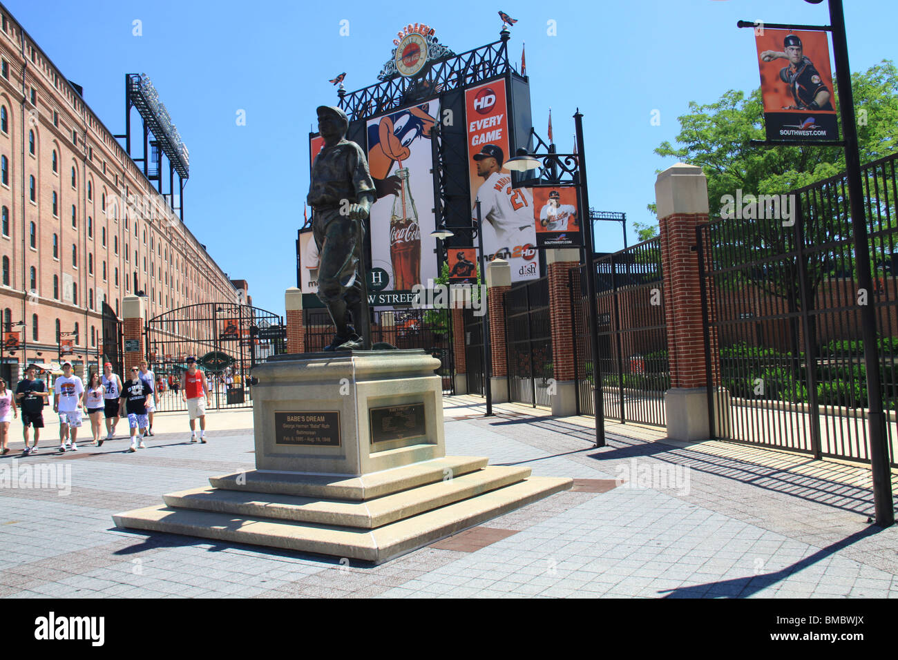 Oriole Park at Camden Yards, the beautiful baseball-only facility in downtown Baltimore, is the official home of the Orioles. Stock Photo