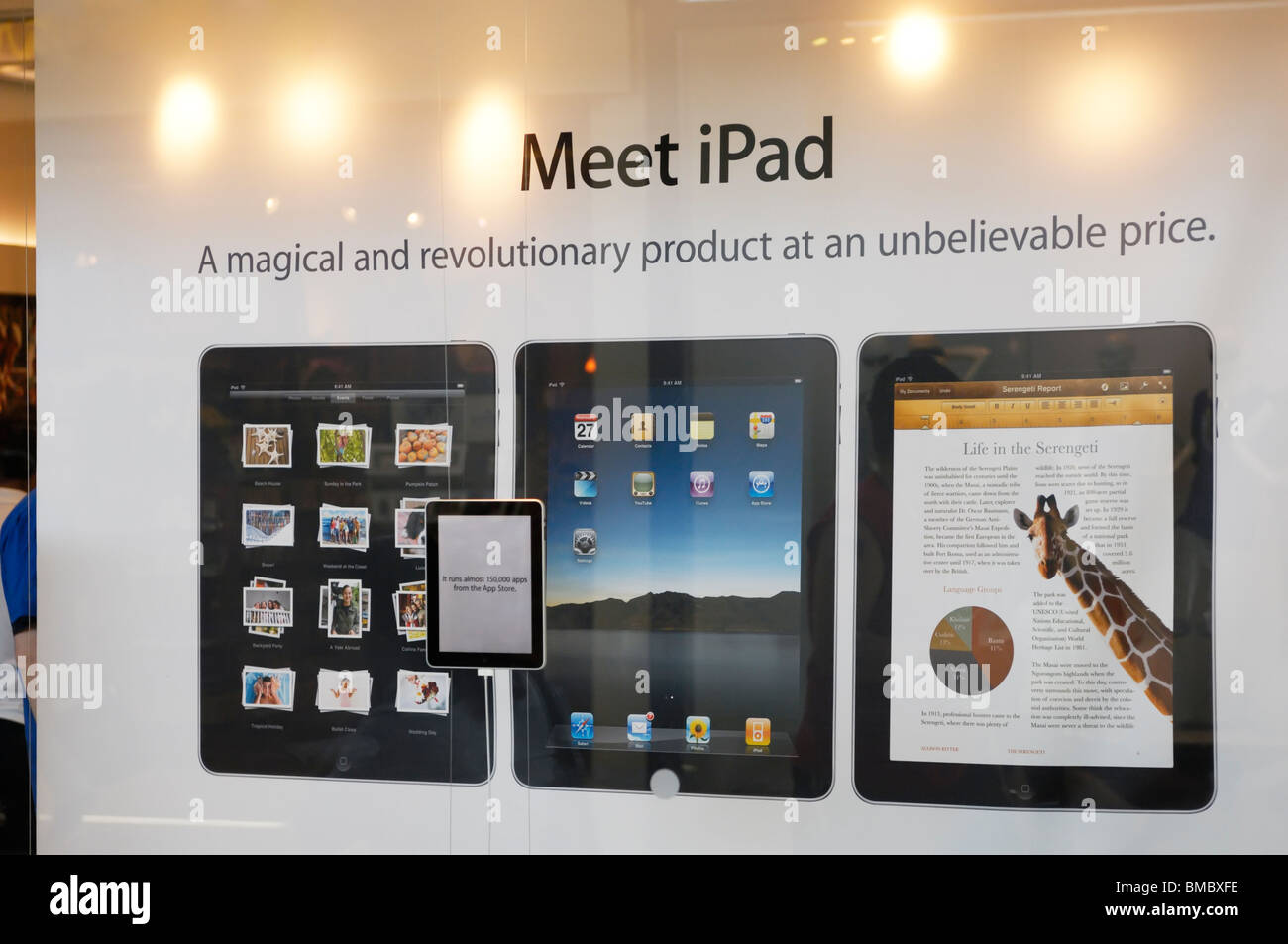 iPad ads on Apple store display on the first day of sale. Toronto, Ontario, Canada. Stock Photo