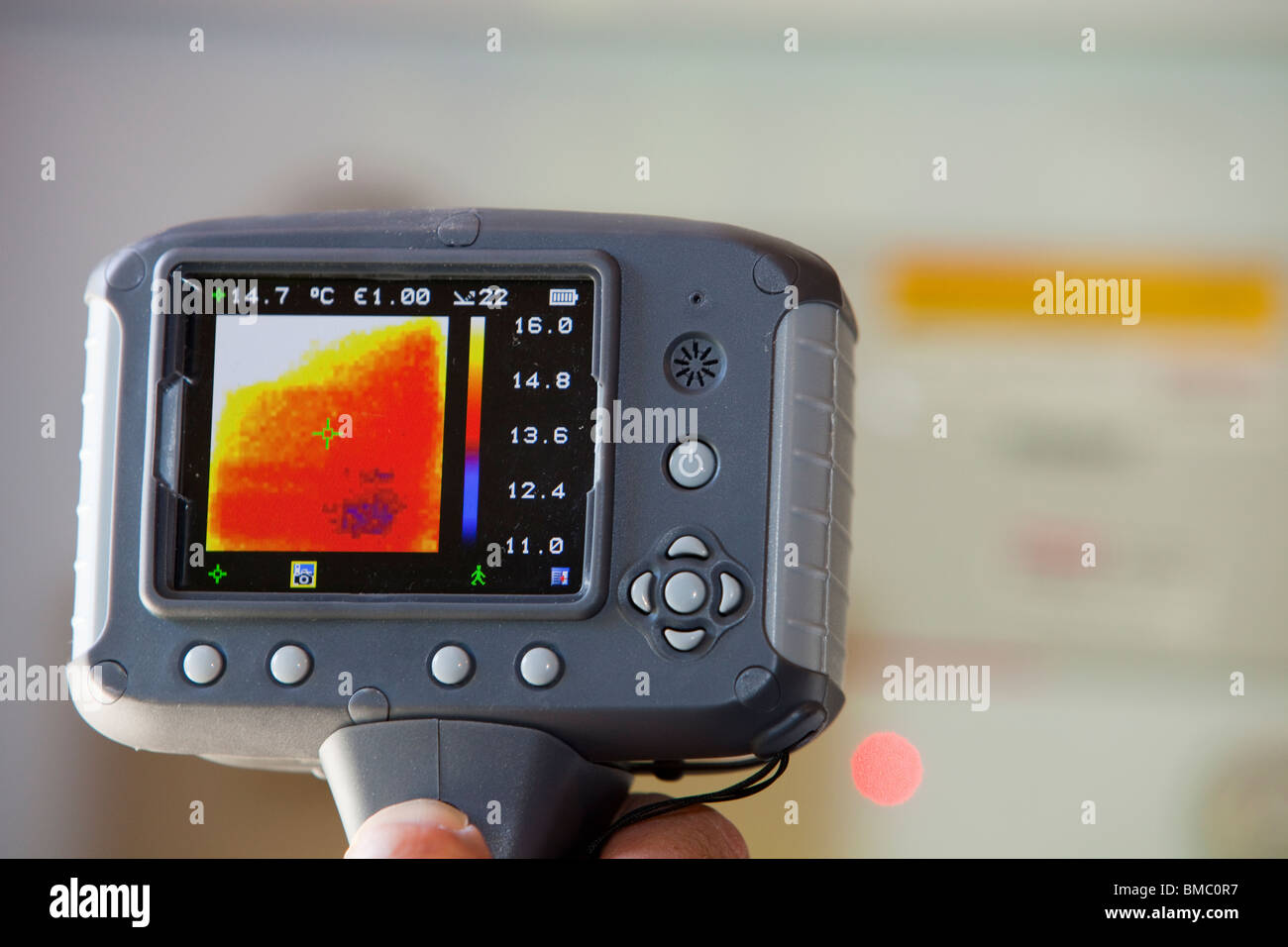 A thermal imaging camera shows heat loss from electrical appliances
