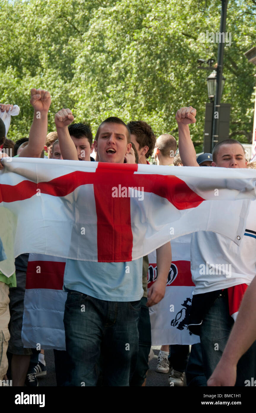 England Defence League (EDL) march through central London on 22 May 2010 Stock Photo
