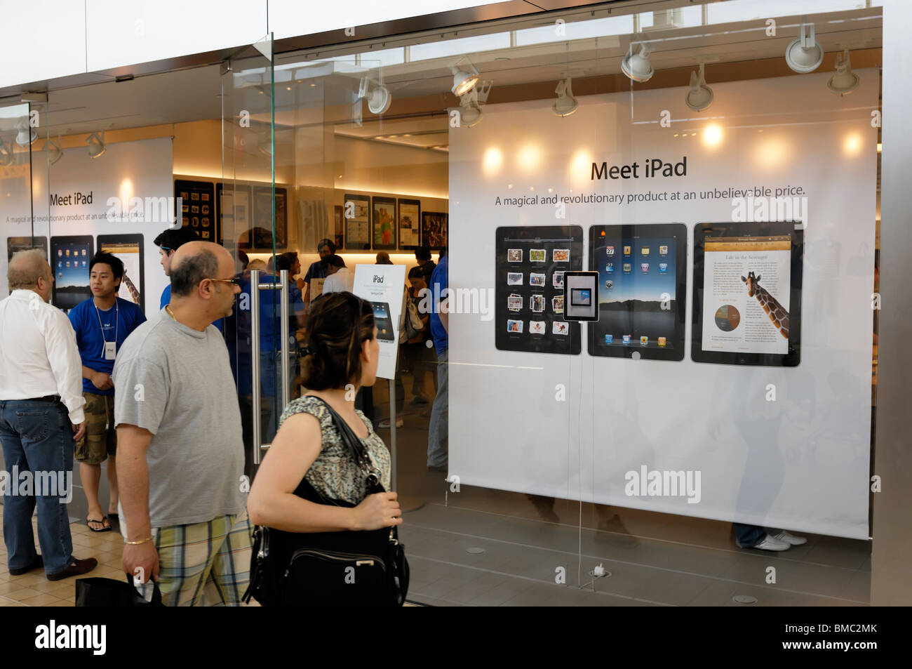 iPad ads on Apple store display on the first day on sale. Yorkdale shopping centre, Toronto, Ontario, Canada. Stock Photo
