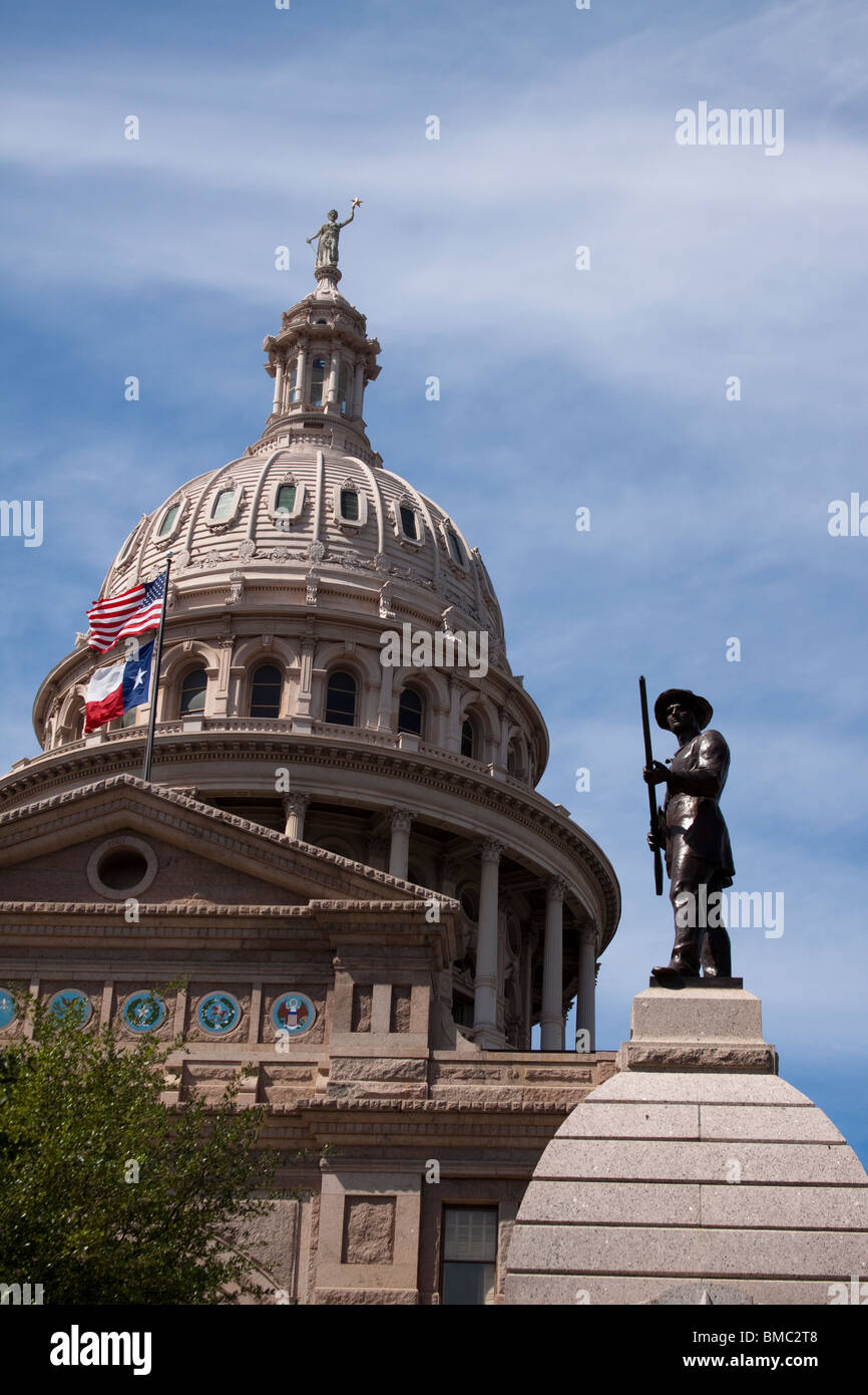 Dome of Texas state capitol building or statehouse in Austin with