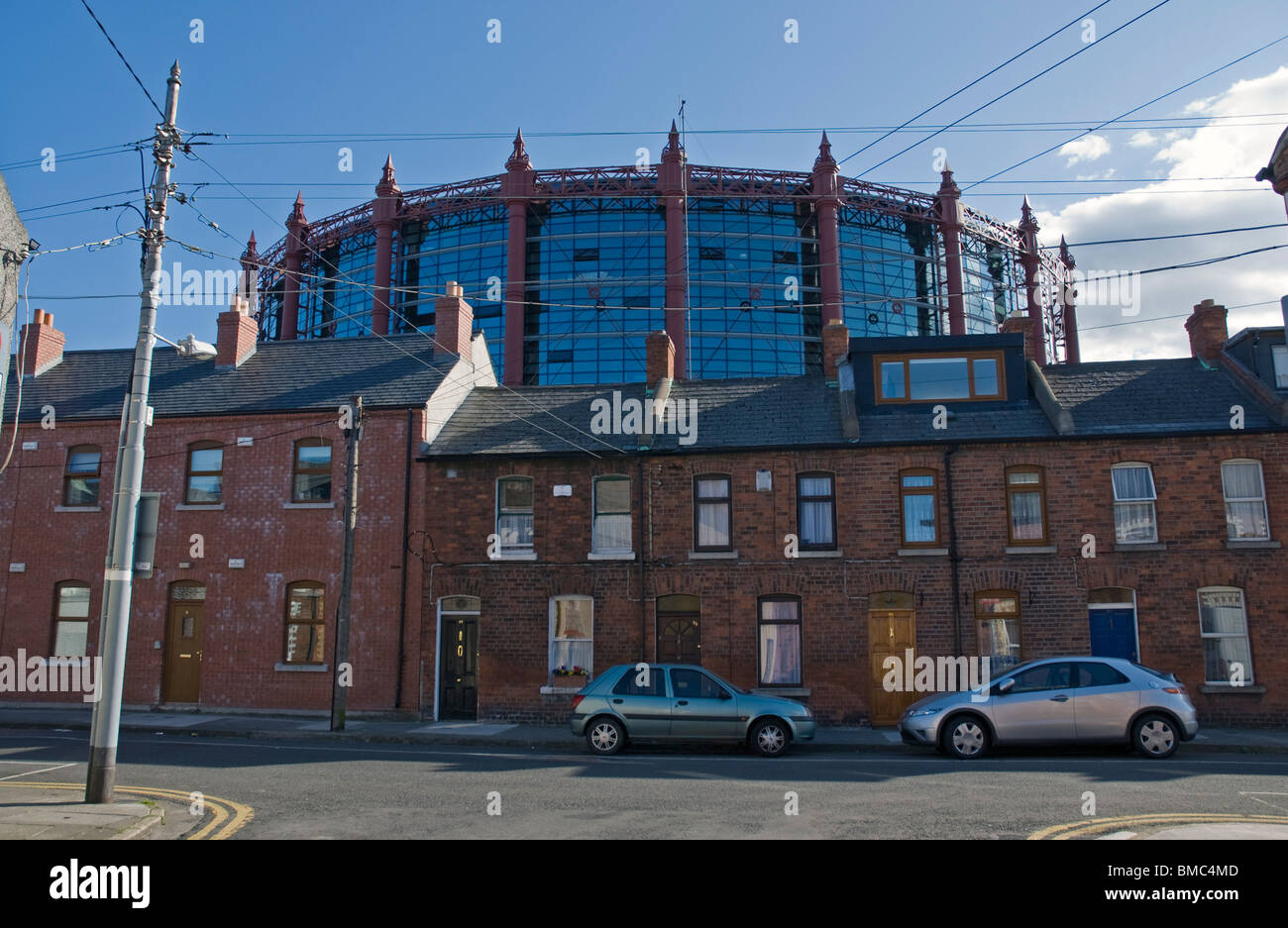 The  Alliance Building, a converted Gasometer and Gordon Street, Dublin Stock Photo