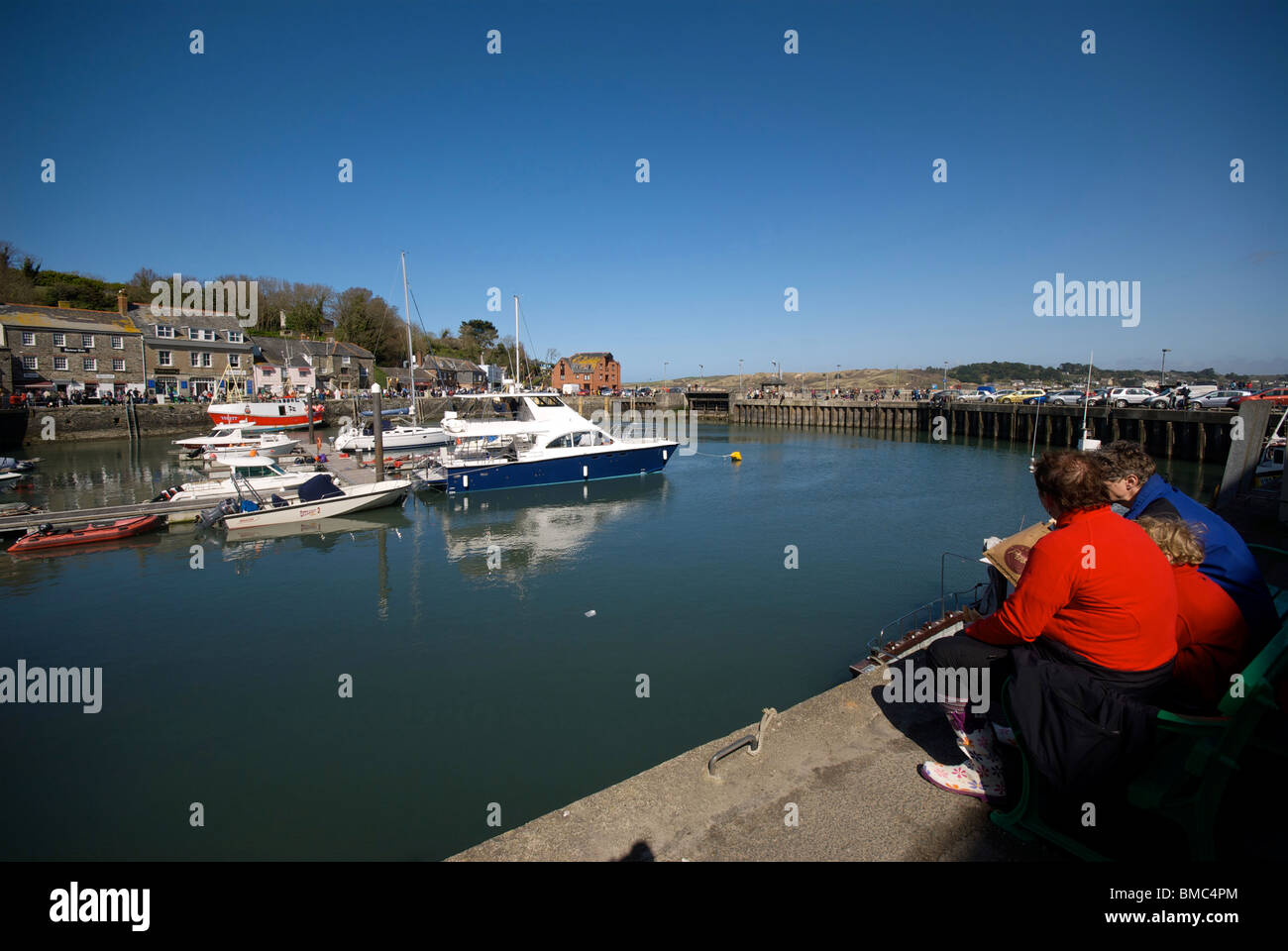 Padstow Cornwall UK Harbor Harbour Quay Marina Fishing Boats Stock