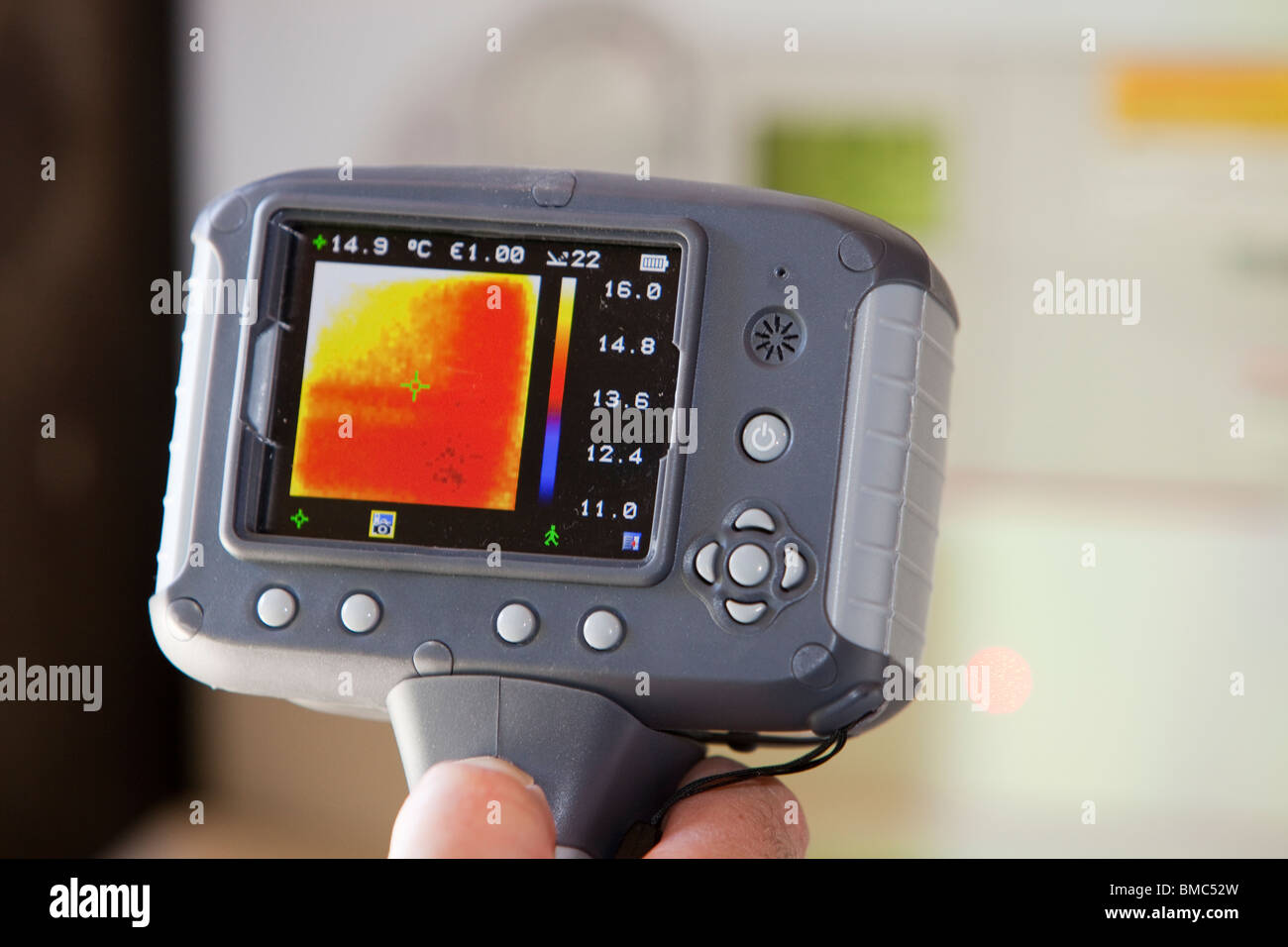A thermal imaging camera shows heat loss from electrical appliances