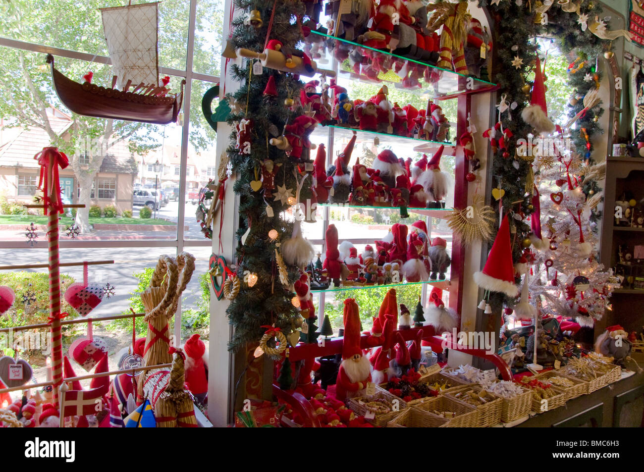 Christmas ornament and decoration store in Solvang, California, USA