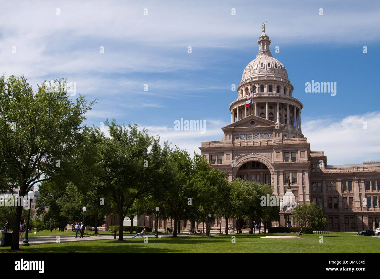 Front of Texas state capitol building or statehouse in Austin Stock Photo