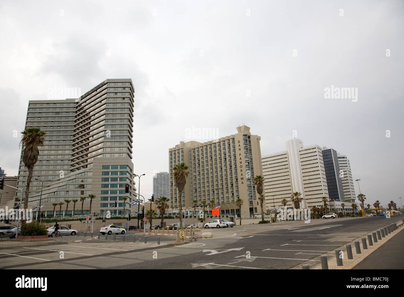 Ha-Tayelet seafront with apartments and Hotels in Tel Aviv - Israel Stock Photo