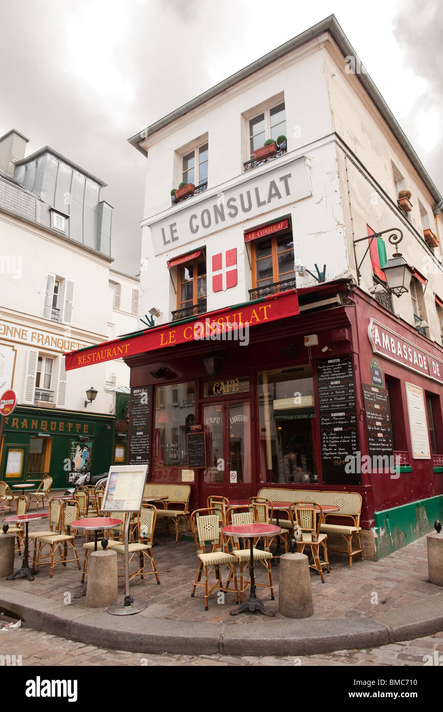 Restaurant at Montmartre, Paris, France Stock Photo