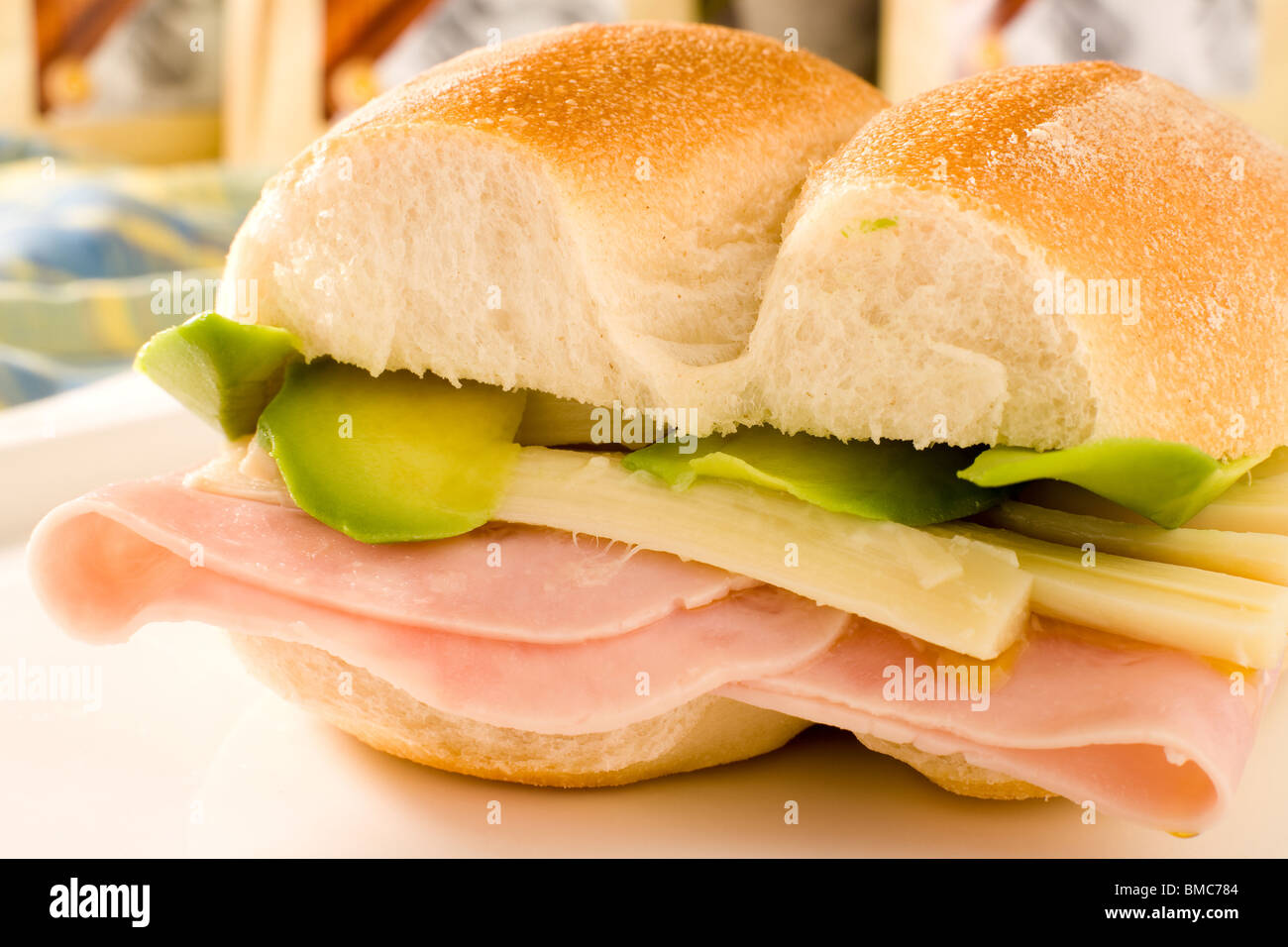Sandwich of palm heart, ham and lettuce Stock Photo Alamy