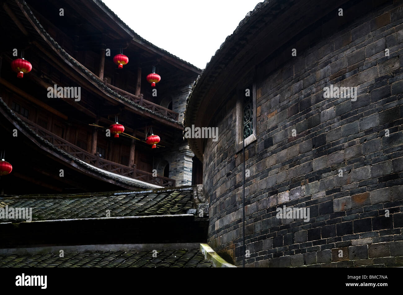 Yong Ding Tu Lou (Hakka earthen buildings) in Yong Ding, Fujian Stock Photo