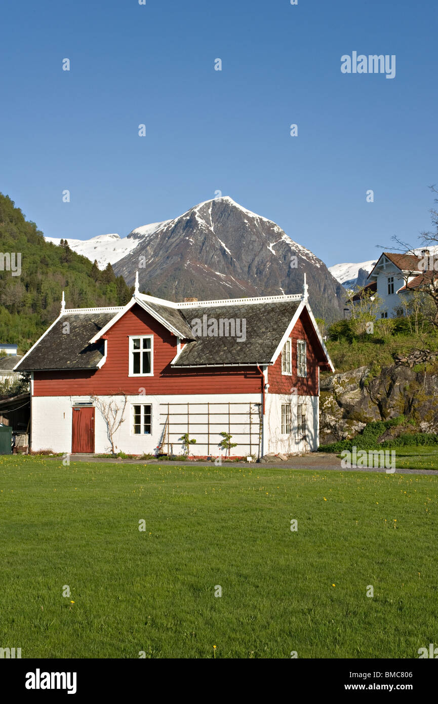 Small Norwegian House in Grounds of Kviknes Hotel Balestrand with Snow