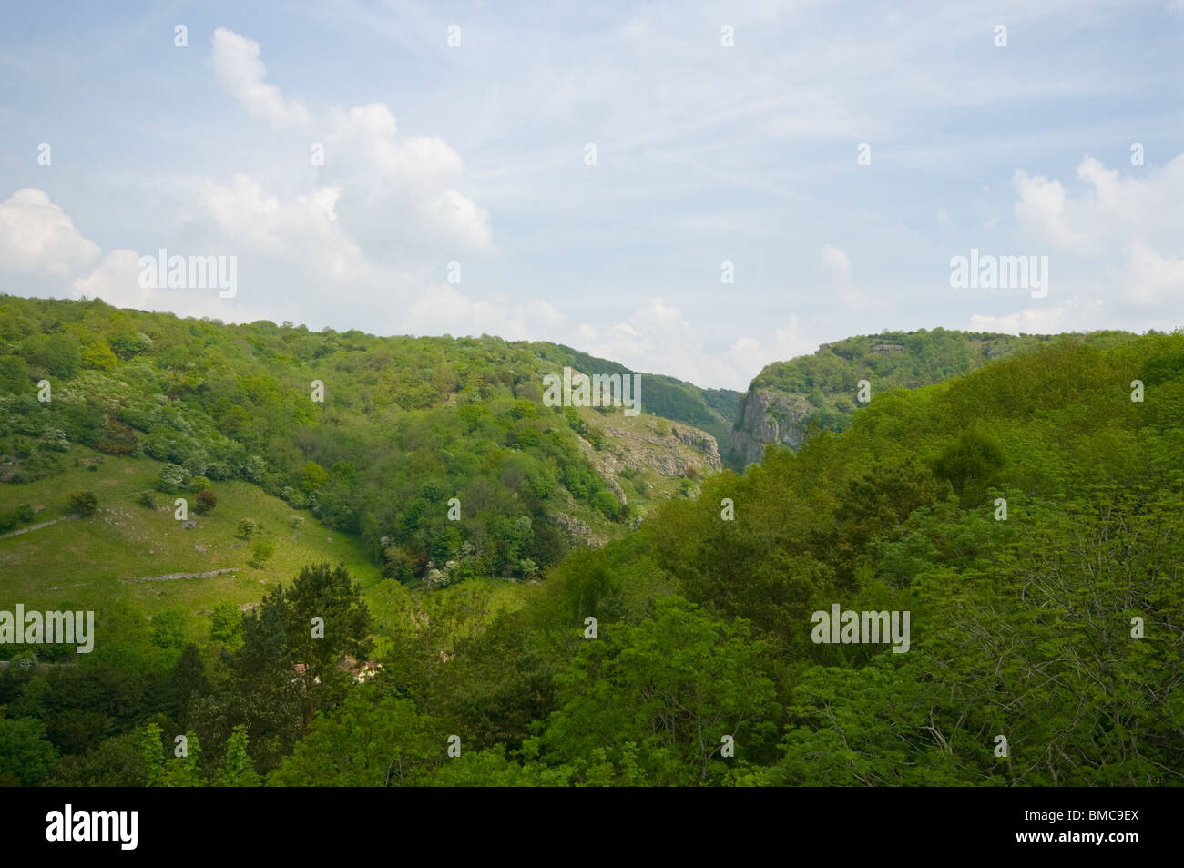 A View Over The Gorge From The Lookout Tower At The Top Of Cheddar Gorge Somerset England Stock Photo