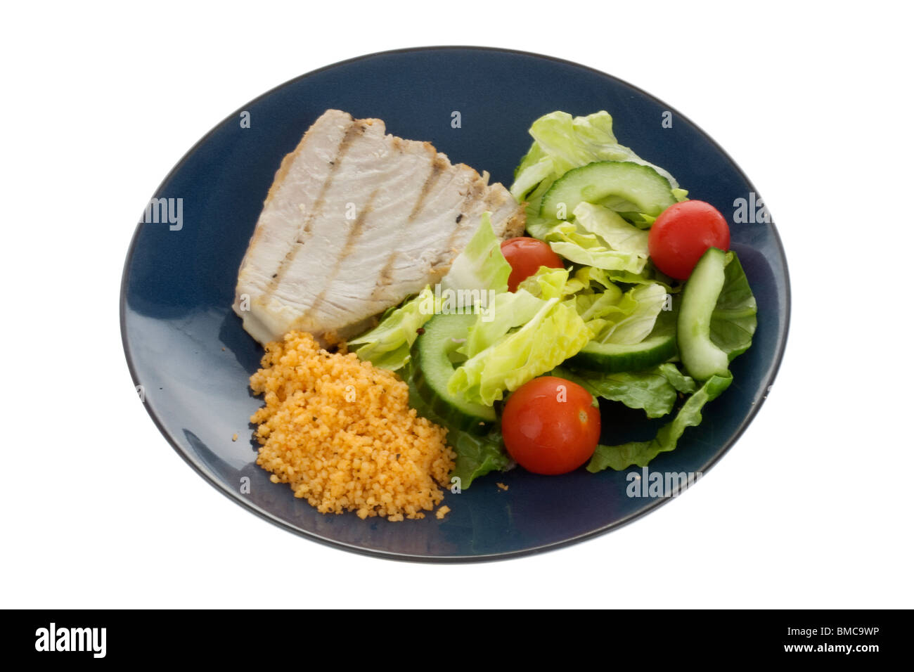 Tuna Steak with Cous Cous and Salad Stock Photo Alamy
