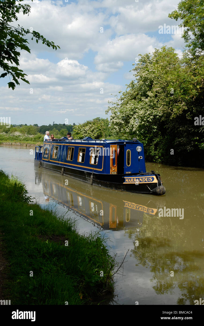 A narrowboat on the Grand Union Canal at Cosgrove, Northamptonshire, 2010. Stock Photo