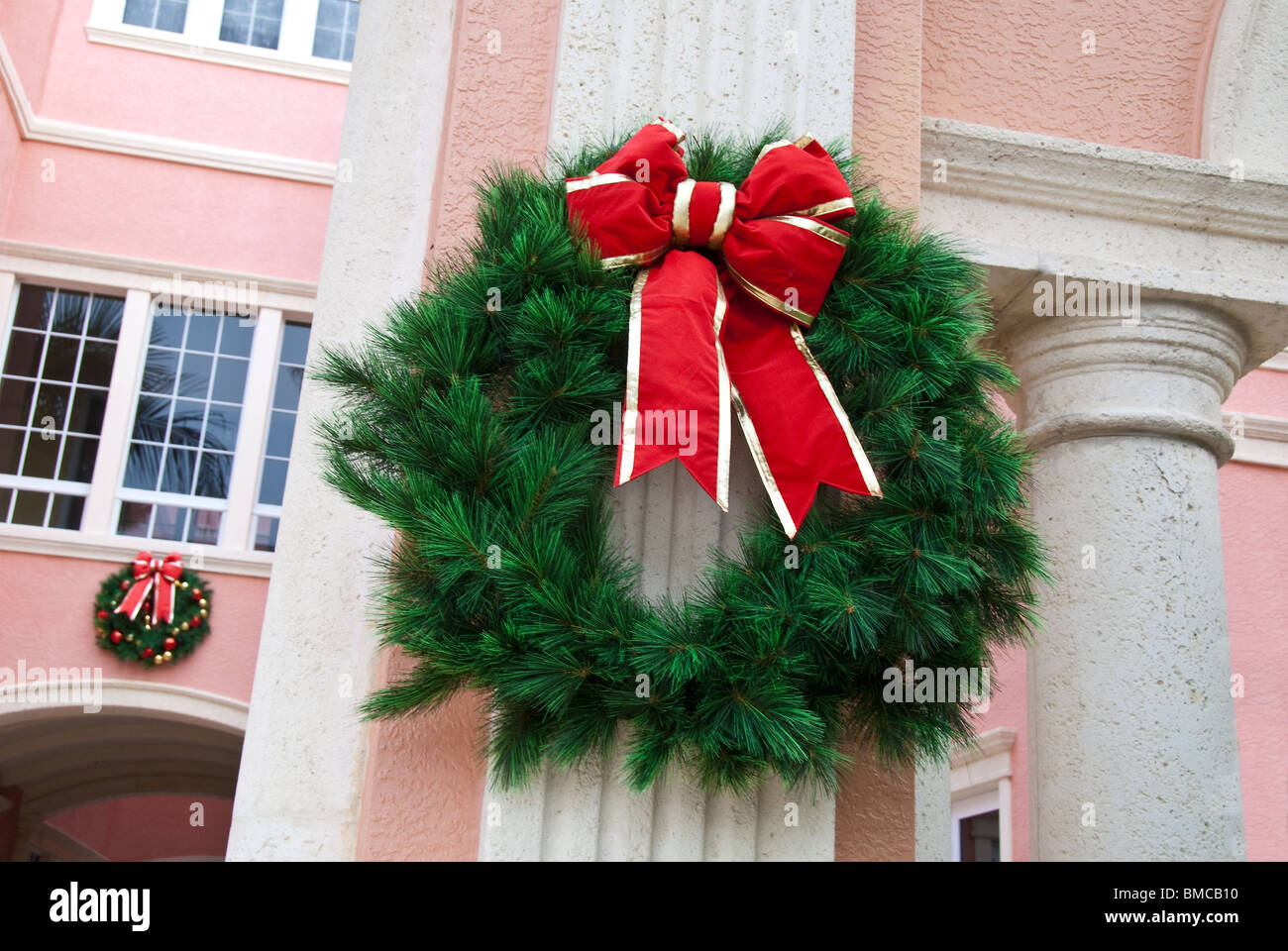 Christmas wreath in Naples, Florida, USA Stock Photo