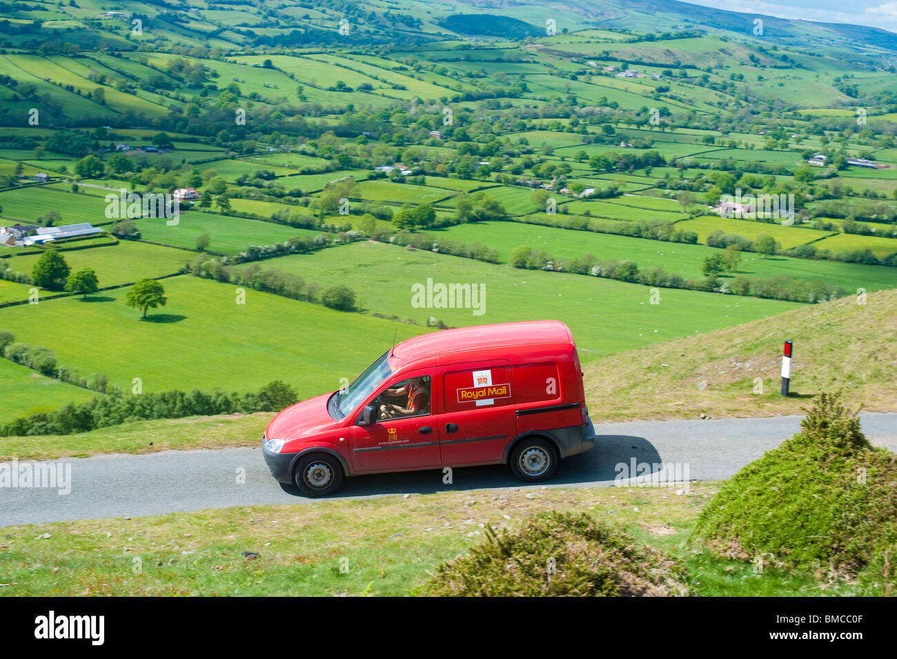 Royal Mail post van on the Longmynd, Shropshire Stock Photo