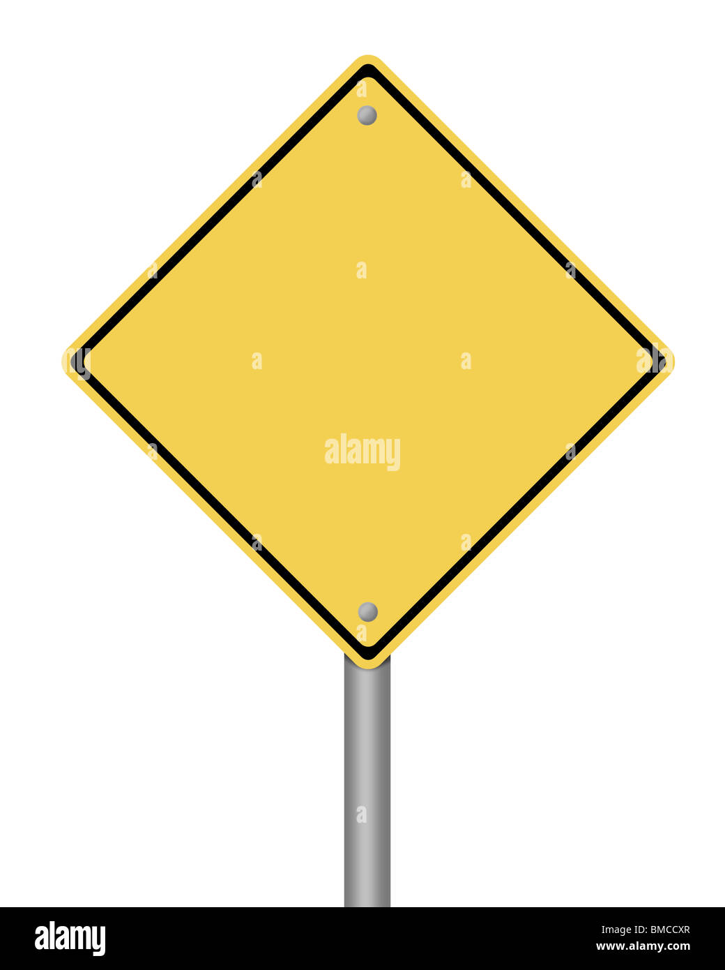 blank yellow warning sign on white background Stock Photo - Alamy