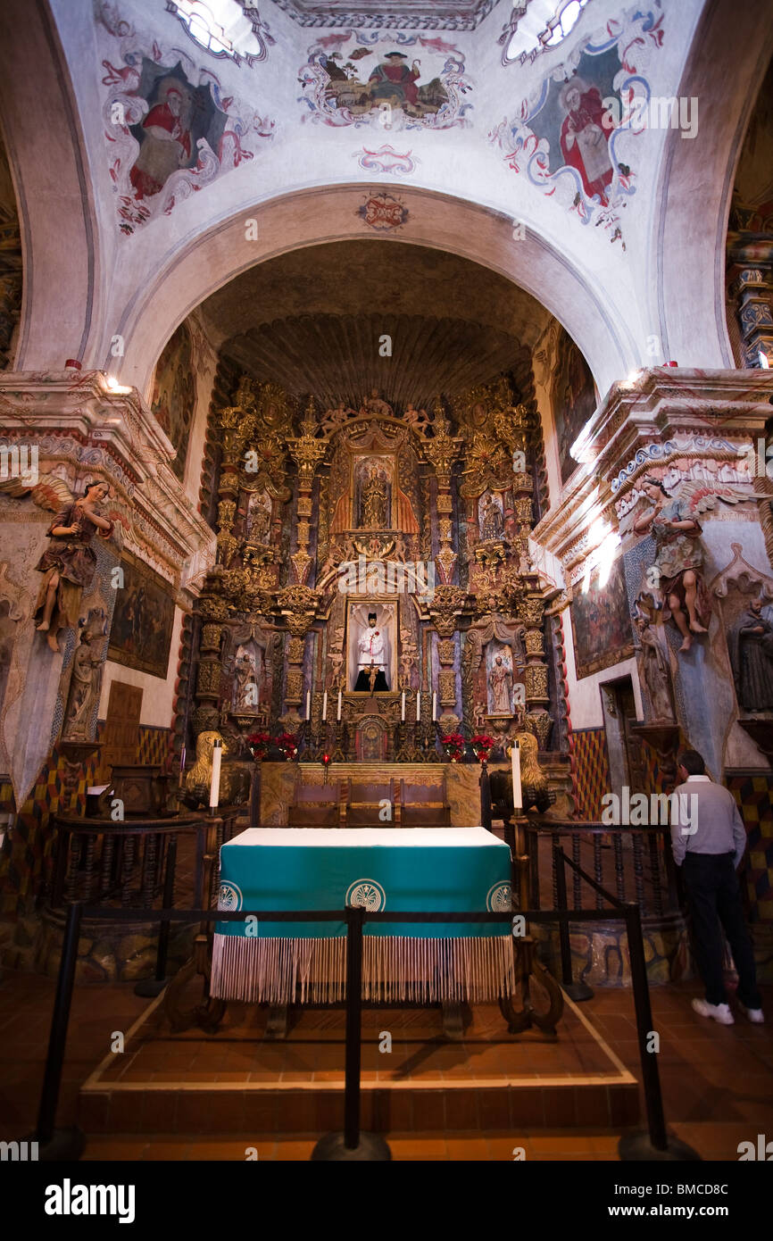 Apse and Altar at San Xavier Mission, near Tucson, Arizona. Stock Photo