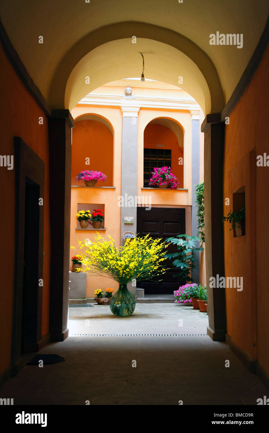 A courtyard in the Italian region of Umbria. Stock Photo